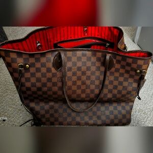 Pre-Owned Louis Vuitton Neverfull Damier Ebene MM Brown